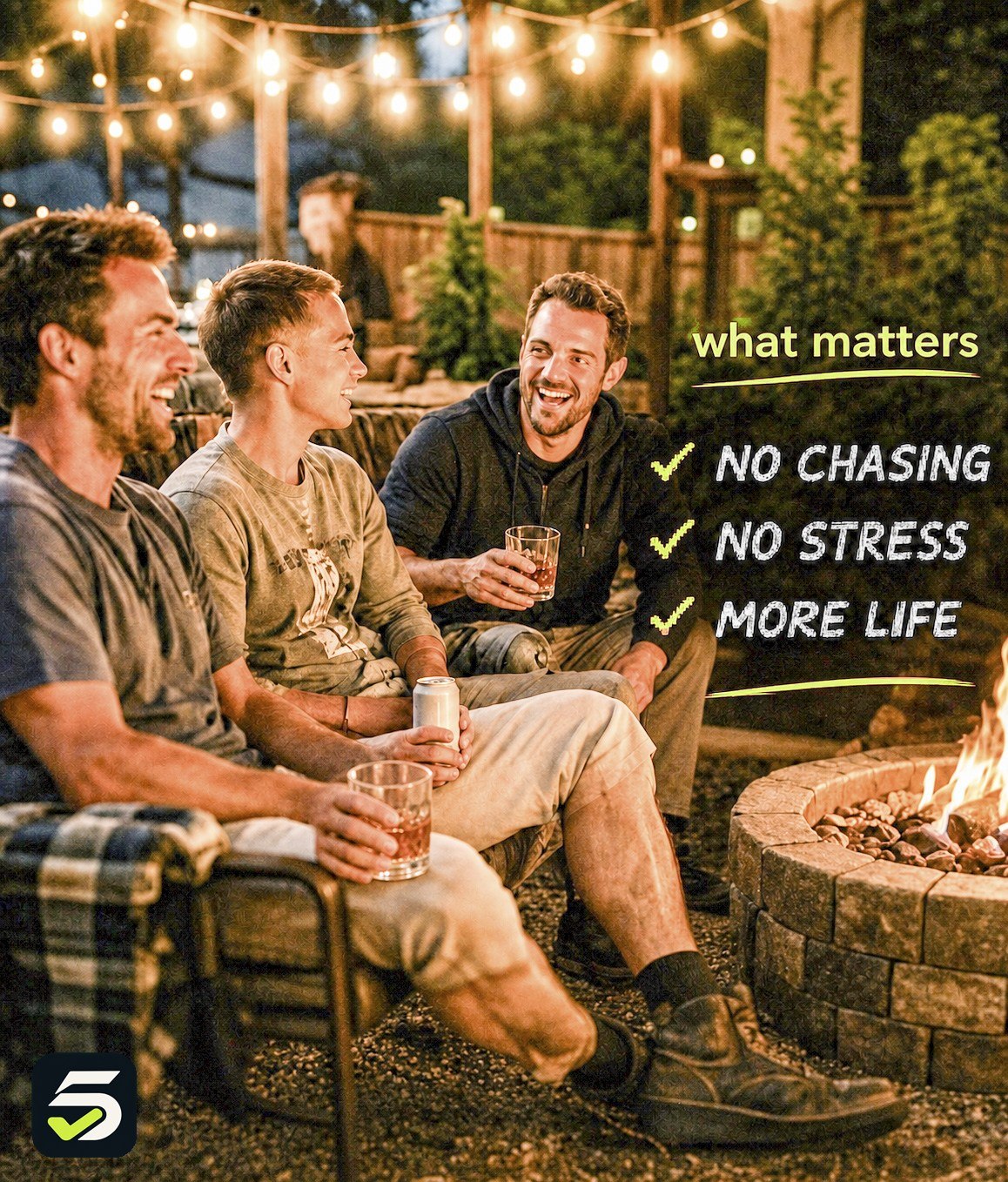 Tradesperson relaxing with friends after the working day